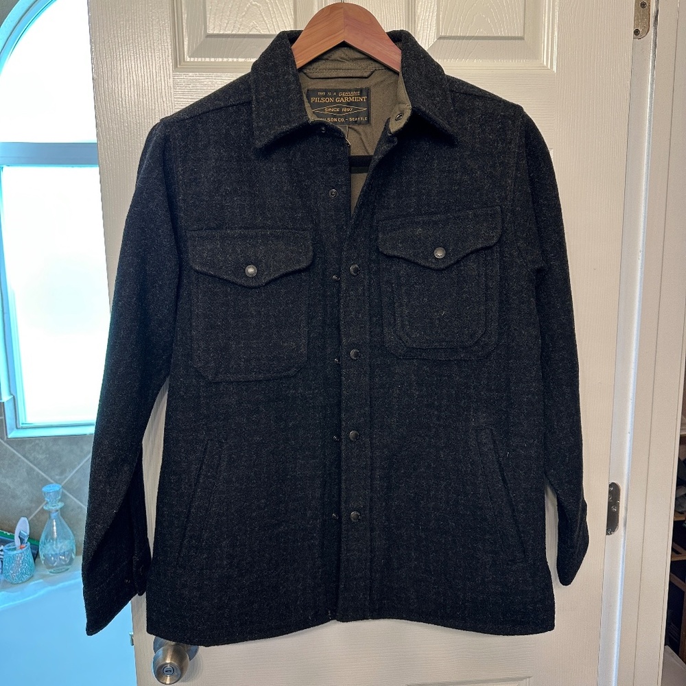 Filson lined macinaw wool jac shirt Mens XS Black marl / Heather check